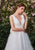 Sexy V-Neckline Simple Wedding Dresses Organza Ruffles A-line Wedding Gown with Bow