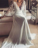 Bohemian Wedding Dresses Illusion Lace Bridal Gown Backless Long Sleeve Deep V Neck Wedding Gowns Boho Chiffon Plus Size Beach Bridal Dress 2020