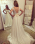 New Bohemian Wedding Dresses Sheer Lace Cap Sleeve Sweetheart Chiffon Beach Bridal Dress Flowers