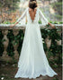 2019 Bohemian Lace Wedding Dresses with Sleeves Backless Boat Neck Beach Wedding Gowns