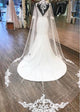 Elegant Satin & Tulle V-neck Lace Appliques Mermaid Wedding Dress With Shawl Perfect Beach Wedding Gown