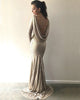Long Sleeve Sequined Bridesmaid Dresses Cowl Back Slim Fitted Sheath Party Gowns Sparkly