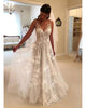 Romantic Tulle Wedding Dress with 3D Lace Applques V-Neck A-line Bridal Gowns Backless 2020 fashion dress for women