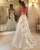 Romantic Tulle Wedding Dress with 3D Lace Applques V-Neck A-line Bridal Gowns Backless