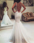 Sexy Mermaid Lace Wedding Dresses Fitted Flare Low Back Tulle Trumpet Wedding Gowns Brides African