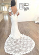 Popular Bohemian Lace Wedding Dress Short Sleeve Low Back Deep V Neck Boho Beach Mermaid Bridal Dress