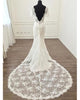 Popular Bohemian Lace Wedding Dress Short Sleeve Low Back Deep V Neck Boho Beach Mermaid Bridal Dress