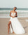 Sexy Beach Wedding Dresses Spaghetti Straps Unique Lace Appliques V-Neck Bridal Dress Split Side 2020
