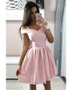 2020 Short Satin Homecoming Dresses Cap Sleeves Off The Shoulder Mini Prom Party Gowns
