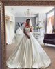 Simple Satin Ball Gown Wedding Dress Cap Sleeve 2020 Bridal Wedding Gown Fashion