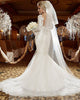 New 2020 Lace Mermaid Wedding Dress Full Sleeve Sheer Deep V-neck Lace Bridal Gowns Tulle Train