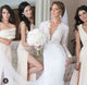 New 2020 Lace Mermaid Wedding Dress Full Sleeve Sheer Deep V-neck Lace Bridal Gowns Tulle Train
