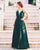 Fashion Dark Green Chiffon Prom Dresses Split Sexy V-Neck Long Prom Gowns Criss Cross Back