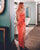 Sexy Orange Silk Like Satin Prom Dresses Split Side Delicate Spaghetti Straps Long Prom Gowns