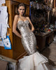 Sparkly Mermaid Fitting Evening Gowns with Sequins Sexy Prom Dresses Organza Ruffles