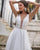 Elegant Wedding Dresses Beaded Belt V-Neck Satin A-line Bridal Gowns New Arrival
