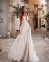 Elegant Tulle Wedding Dresses Beaded Sequins Sexy V-Neck Bridal Gowns with Ruffles