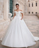 Off The Shoulder Satin Wedding Dresses Beaded Sequins 2020 Ball Gown Bridal Gowns Corset
