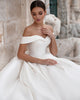 Off The Shoulder Satin Wedding Dresses Beaded Sequins 2020 Ball Gown Bridal Gowns Corset