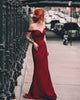 Simple 2020 Burgundy Prom Dresses Off The Shoulder Sexy Sheath Fitting Prom Party Gowns red-wine maroon-party-gowns