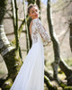 2020 Bridal Wedding Dresses with Lace Sleeve Scoop Neckline Backless Wedding Gowns
