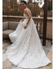 2020 Chic Lace Tulle Wedding Dresses V-Neck Appliqued A-line Bridal Gowns Sheer Back #south #african #saudia