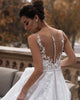 2020 Chic Lace Tulle Wedding Dresses V-Neck Appliqued A-line Bridal Gowns Sheer Back