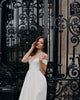 Hot Simple Off The Shoulder Satin Wedding Dresses V-Neck A-line Bridal Gowns Cap Sleeve