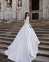 Popular Satin Ball Gown Wedding Dresses Long Sleeve 2020 Bridal Gowns with Lace Appliques