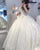Gorgeous 2020 Sheer Long Sleeve Wedding Gowns Beadings Deep V-Neck Satin Bridal Ball Gown