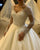Sparkly 2020 Sheer Full Sleeve Wedding Dresses Sequins V-Neck Tulle Ball Gown for Brides