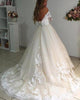 Fashion 2020 Lace Wedding Dresses 3/4 Sleeve Sexy V-Neck Bridal Gowns Appliques