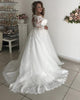 2020 Plus Size Lace Wedding Dresses Full Sleeve Off The Shoulder Tulle Bridal Gowns Appliques