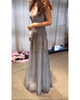 Sparkly Prom Dresses with Silver Beadings Pearls Sexy V-Neck Evening Party Gowns
