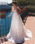 Sexy See Through Lace Wedding Dresses with Butterflies Popular A-line Bridal Wedding Gown