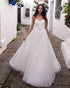 Sweetheart A-line Wedding Dresses Tulle Sexy Strapless Bridal Wedding Gowns with Belt