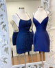 Sexy Royal Blue Satin Homecoming Dresses Cross Criss Strips Sexy Lace Homecoming Party Gowns