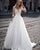 Delicate A-line Lace Wedding Dresses Satin Skirt Sheer Lace 3/4 Sleeves Brides Gowns with Buttons