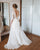 Elegant A-line Bridal Dresses Chiffon Skirt Beaded Belt Sheer Sleeves Romantic Wedding Gowns