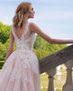 Romantic Lace Wedding Dresses Appliques  V-Neck Elegant A-line Champagne Tulle Bridal Gowns