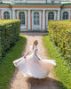 Sparkly Sequined Wedding Dress Butterfly Sleeve V-Neckline Princess A-line Silhouette Tulle Bridal Gowns Outdoors