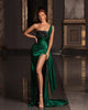 Sexy Emerald Green Evening Dresses with Beads Delicate Mermaid Long Formal Party Gowns 2021