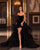 Sexy Black Hi-Lo Evening Dresses with Feathers Delicate Long Formal Party Gowns 2021