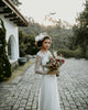 Elegant Lace Long Sleeve Wedding Dresses with V-Neckline Sexy Sheath Bridal Gowns 2021