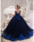 Navy Blue Tulle Birthday Wedding Party Dress Lace Flower Girls Dresses Ball Gown 2021