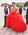 Beautiful Red Quinceanera Dresses Ball Gown Ruffles Skirt Organza Halter Neck Sweet 16 Dress