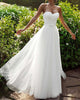 Simple Tulle Beach Wedding Dresses A-line Strapless Long Bridal Wedding Gowns
