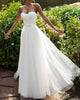 Simple Tulle Beach Wedding Dresses A-line Strapless Long Bridal Wedding Gowns