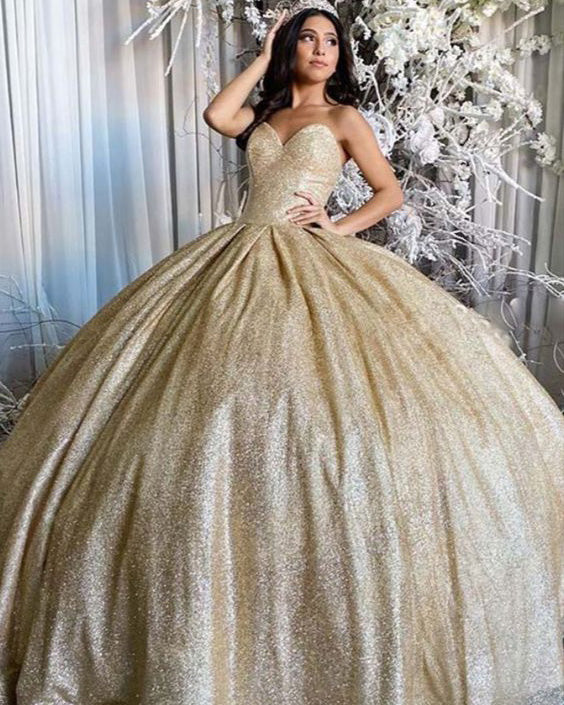 gold glitter quinceanera dress Sparkly Champagne Dresses Ball Gowns Sweetheart Neckline vestidos de quinceañera champagne gold quinceanera dresses