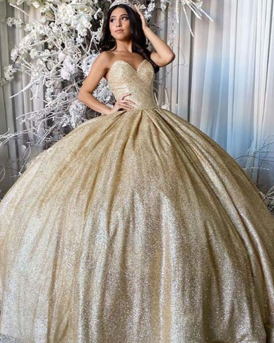 Sparkly Champagne Gold Quinceanera Dresses Ball Gowns Sweetheart Neckline vestidos de quinceaera Sparkly Champagne Gold Quinceanera Dresses Ball Gowns Sweetheart Neckline vestidos de quinceaera